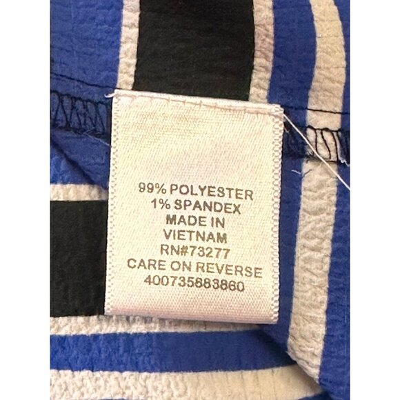 Elle Womens Striped Short Sleeve Top Large Blue & Black Polyester Spandex Blend - Picture 5 of 11